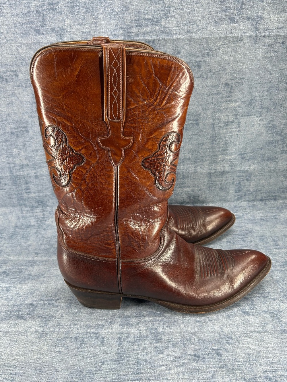 Lucchese vintage cowboy western boots leather men’s sz 11D brown Americana